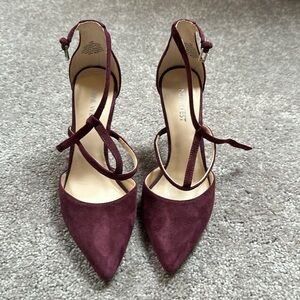 Nine West burgundy/maroon heels with straps